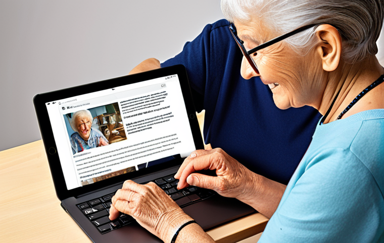 **Prompt 1: Diverse Digital Inclusion**
A vibrant, modern scene depicting people of various ages and abilities seamlessly interacting with digital content. On a laptop, an elderly woman comfortably reads large text; nearby, a visually impaired person uses a screen reader with a tablet. Another individual, perhaps with an arm in a sling, effortlessly navigates a smartphone. The overall atmosphere is bright and inclusive, highlighting accessible web design principles like clear navigation and readable text that enable everyone to connect with information and services.