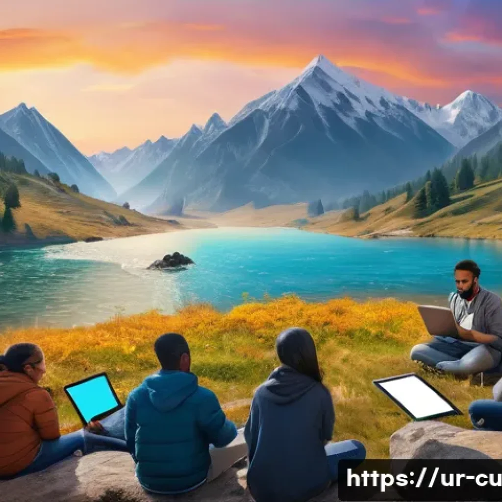 디지털 콘텐츠 접근성을 위한 베스트 프랙티스 - "A vibrant and inclusive digital community engaging with online content. In the foreground, a divers...